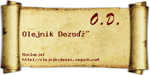 Olejnik Dezső névjegykártya